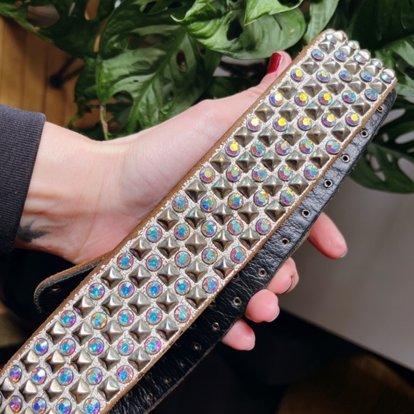 White leather and Swarovski rhinestone Hysteric Glamour belt from Japan - Picture 6 of 6